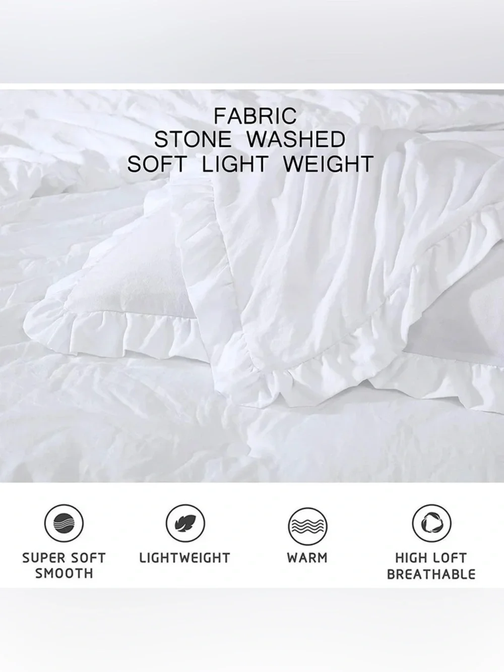 White Ruffled Twin 2 piece Comforter Set